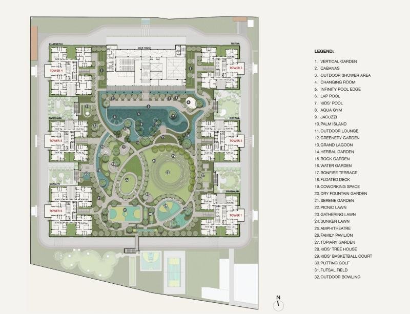 Utpalaa – The Condoville master plan showing all six towers and amenity layout